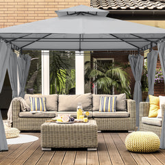 Intimo Garden - Luxe prieel Vernazza grijs + LED-verlichting + schaduwdoeken