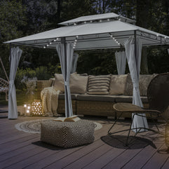 Intimo Garden - Luxe prieel Vernazza grijs + LED-verlichting + schaduwdoeken