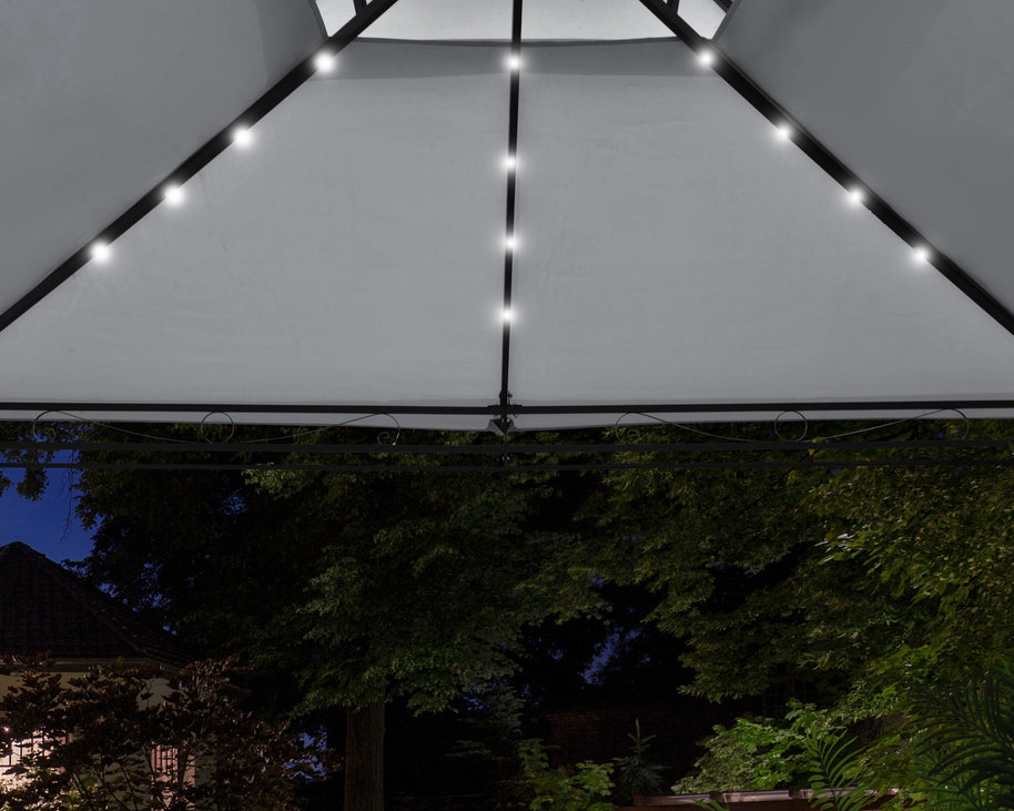 Intimo Garden - Luxe prieel Vernazza grijs + LED-verlichting + schaduwdoeken