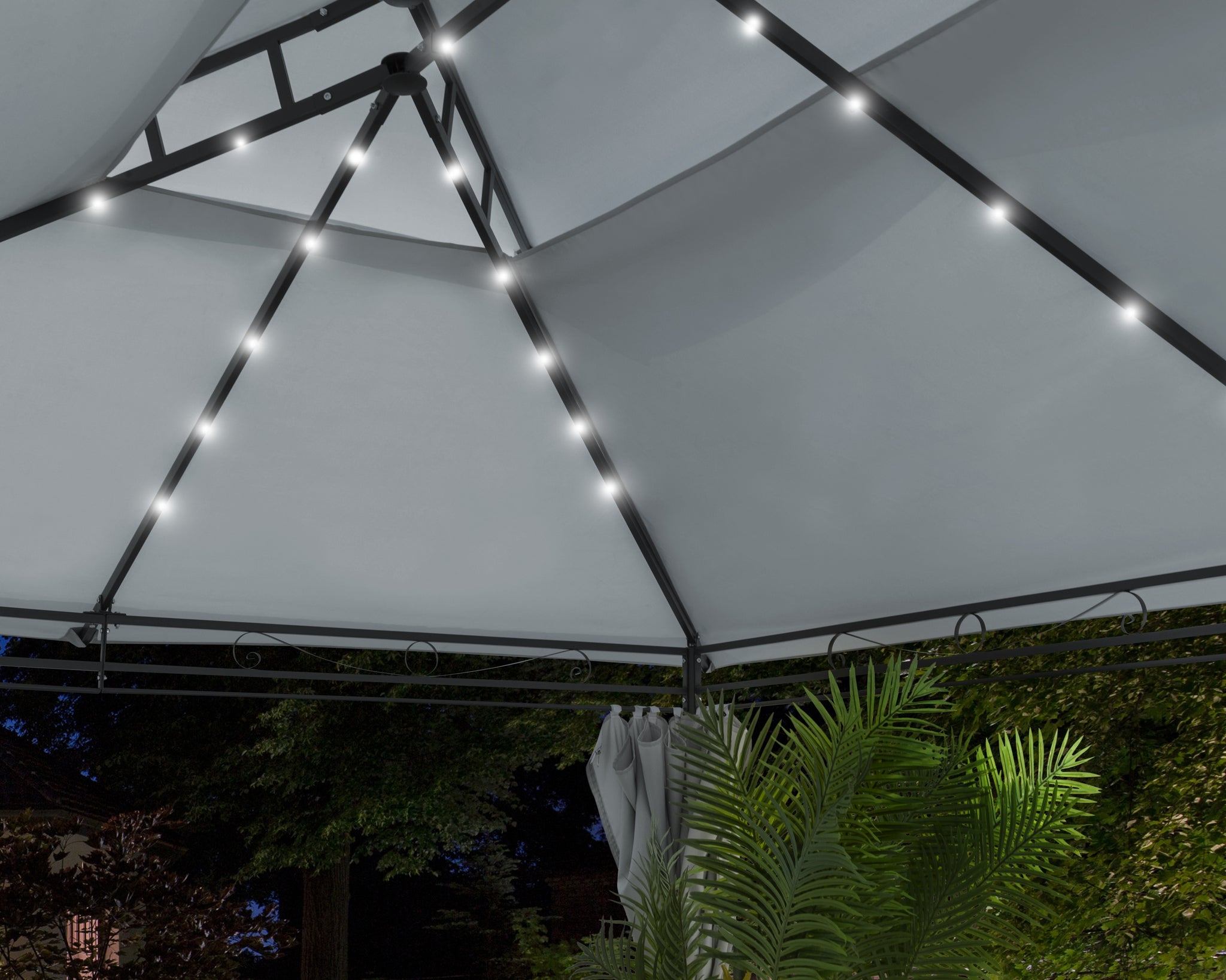 Intimo Garden - Luxe prieel Vernazza grijs + LED-verlichting + schaduwdoeken