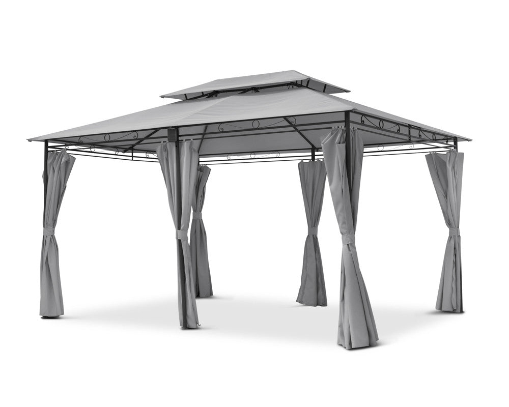 Intimo Garden - Luxe prieel Vernazza grijs + LED-verlichting + schaduwdoeken