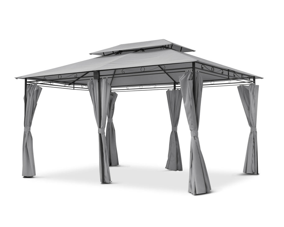Intimo Garden - Luxe prieel Vernazza grijs + LED-verlichting + schaduwdoeken