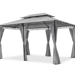 Intimo Garden - Luxe prieel Vernazza grijs + LED-verlichting + schaduwdoeken