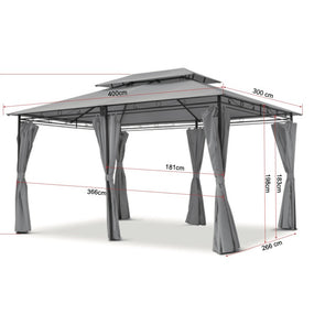 Intimo Garden - Luxe prieel Vernazza grijs + LED-verlichting + schaduwdoeken