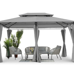 Intimo Garden - Luxe prieel Vernazza grijs + LED-verlichting + schaduwdoeken