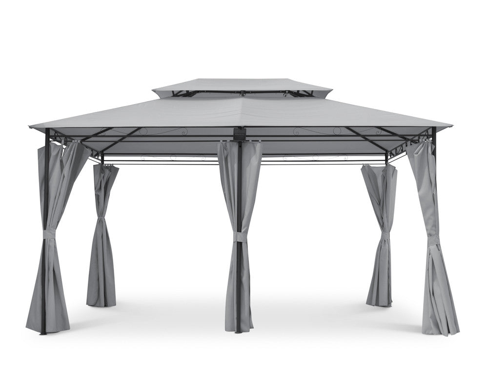 Intimo Garden - Luxe prieel Vernazza grijs + LED-verlichting + schaduwdoeken