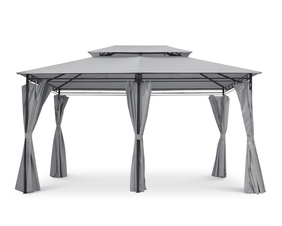 Intimo Garden - Luxe prieel Vernazza grijs + LED-verlichting + schaduwdoeken