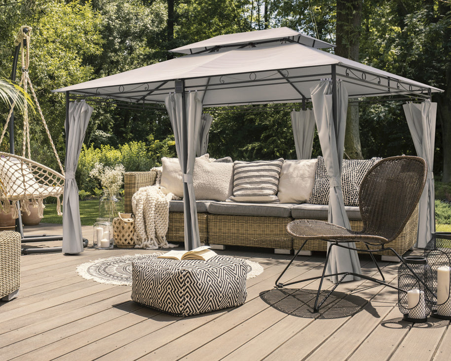 Intimo Garden - Luxe prieel Vernazza beige + LED-verlichting + schaduwdoeken