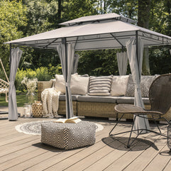 Intimo Garden - Luxe prieel Vernazza beige + LED-verlichting + schaduwdoeken