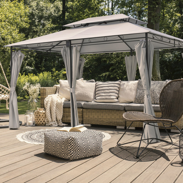 Intimo Garden - Luxe prieel Vernazza beige + LED-verlichting + schaduwdoeken