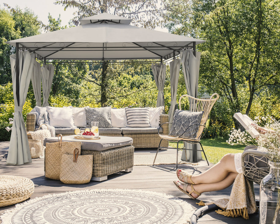 Intimo Garden - Luxe prieel Vernazza beige + LED-verlichting + schaduwdoeken