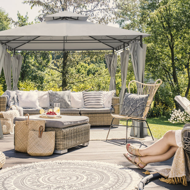 Intimo Garden - Luxe prieel Vernazza beige + LED-verlichting + schaduwdoeken