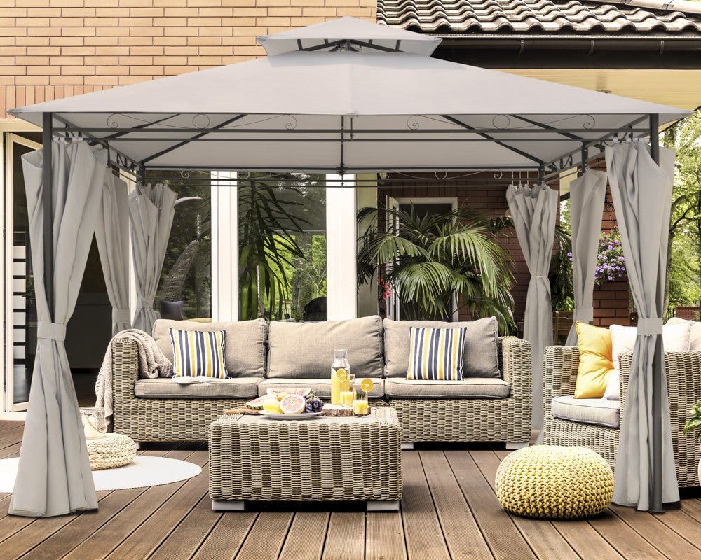 Intimo Garden - Luxe prieel Vernazza beige + LED-verlichting + schaduwdoeken