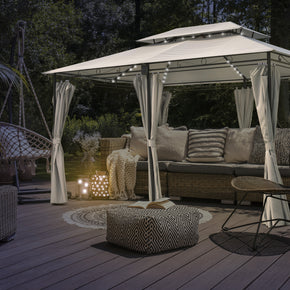 Intimo Garden - Luxe prieel Vernazza beige + LED-verlichting + schaduwdoeken