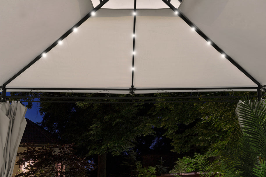 Intimo Garden - Luxe prieel Vernazza beige + LED-verlichting + schaduwdoeken