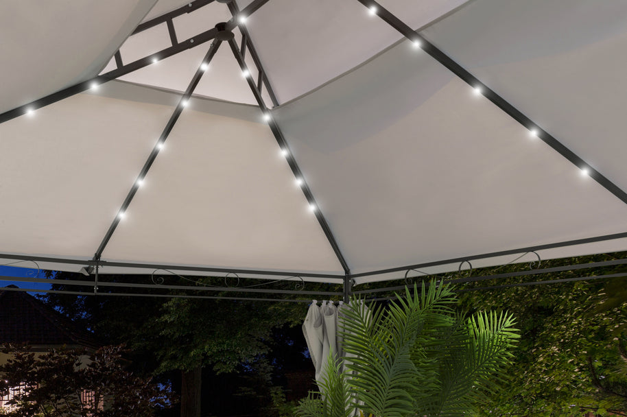 Intimo Garden - Luxe prieel Vernazza beige + LED-verlichting + schaduwdoeken