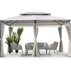 Intimo Garden - Luxe prieel Vernazza beige + LED-verlichting + schaduwdoeken