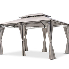 Intimo Garden - Luxe prieel Vernazza beige + LED-verlichting + schaduwdoeken