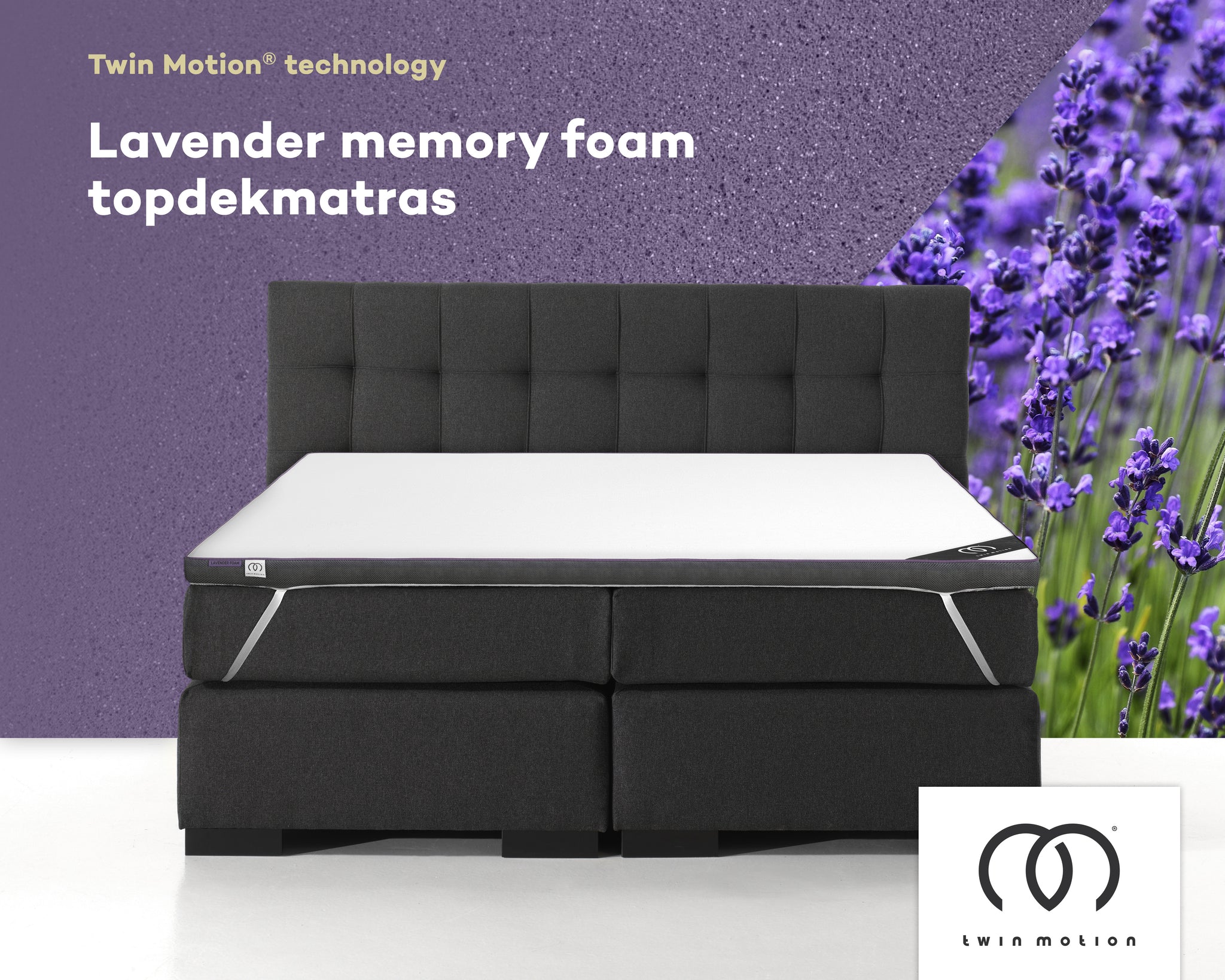Twin M. topdekmatras lavendel schuim 160x200
