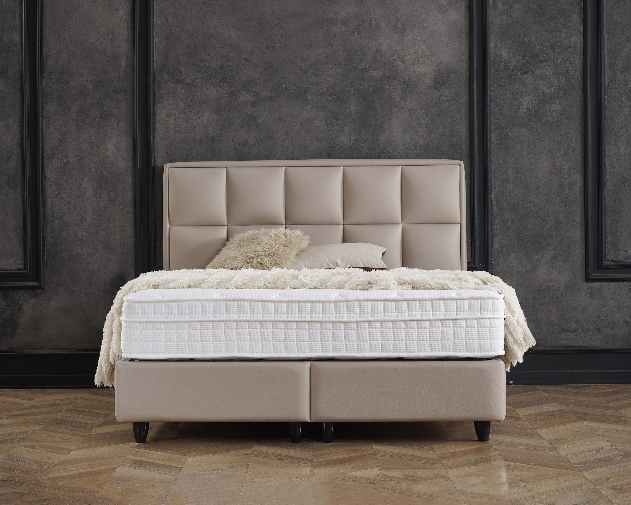 Opbergbox Miami kunstleer taupe 140x200