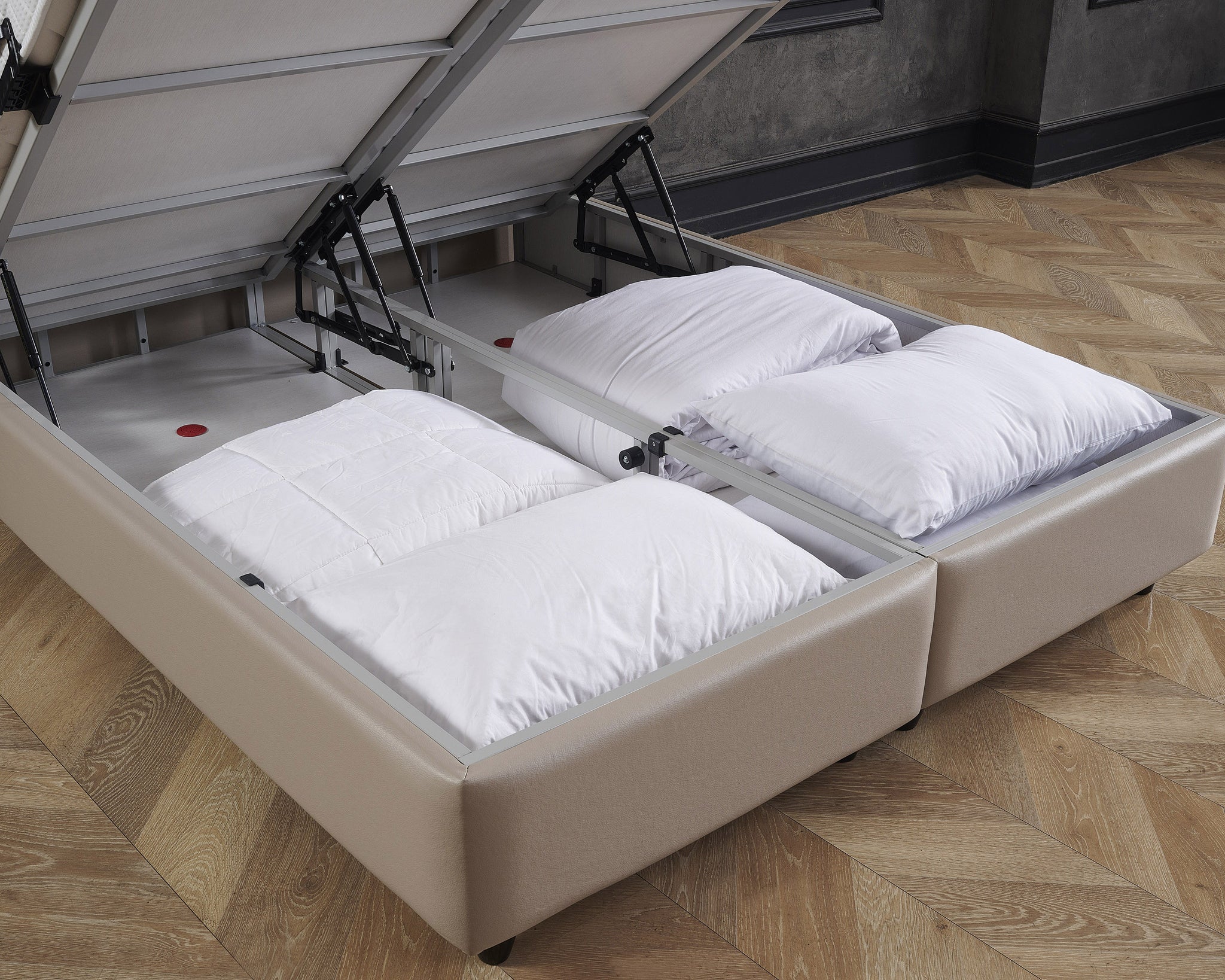 Opbergbox Miami kunstleer taupe 140x200