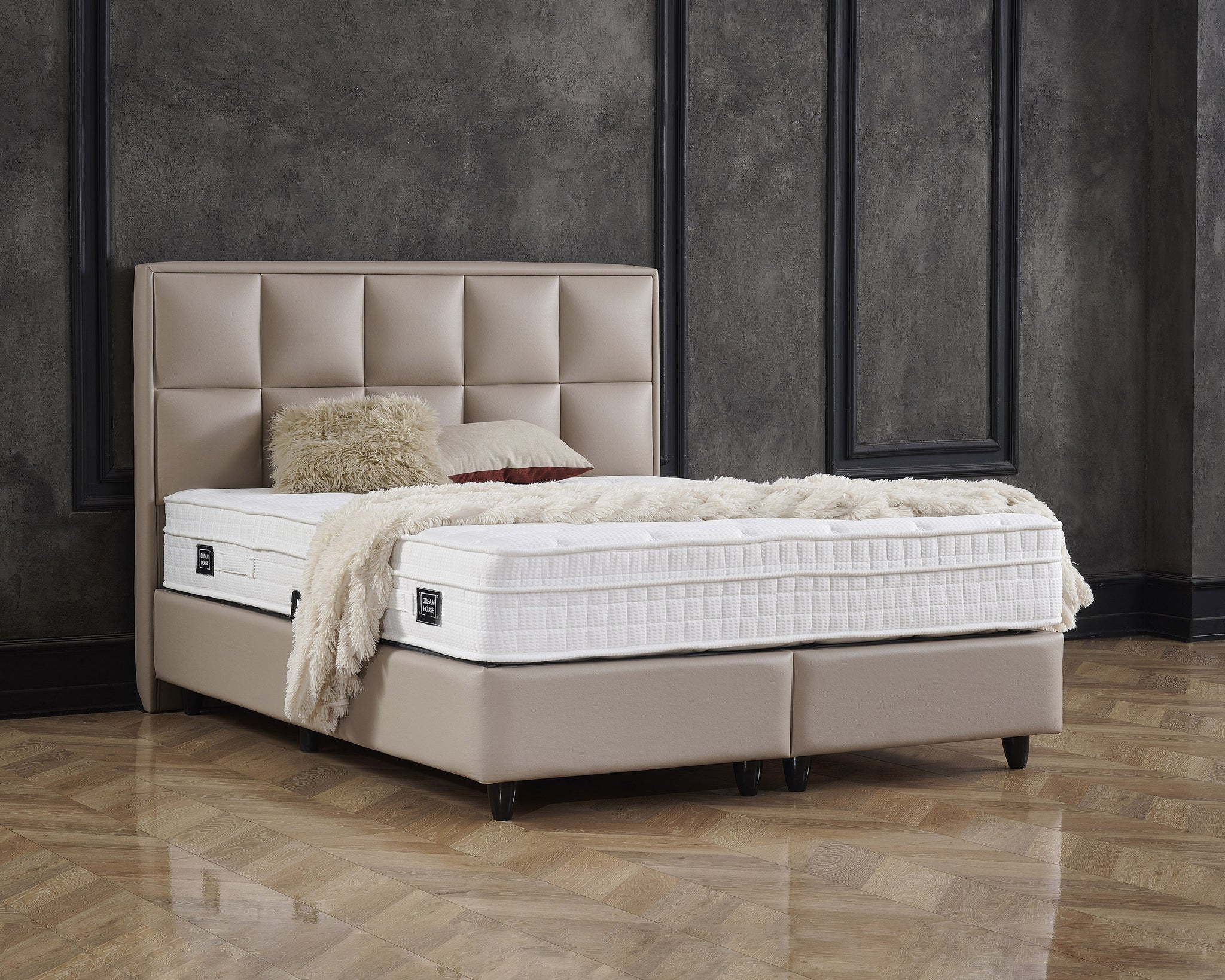 Opberg. Miami Kunstleer Taupe 160x200
