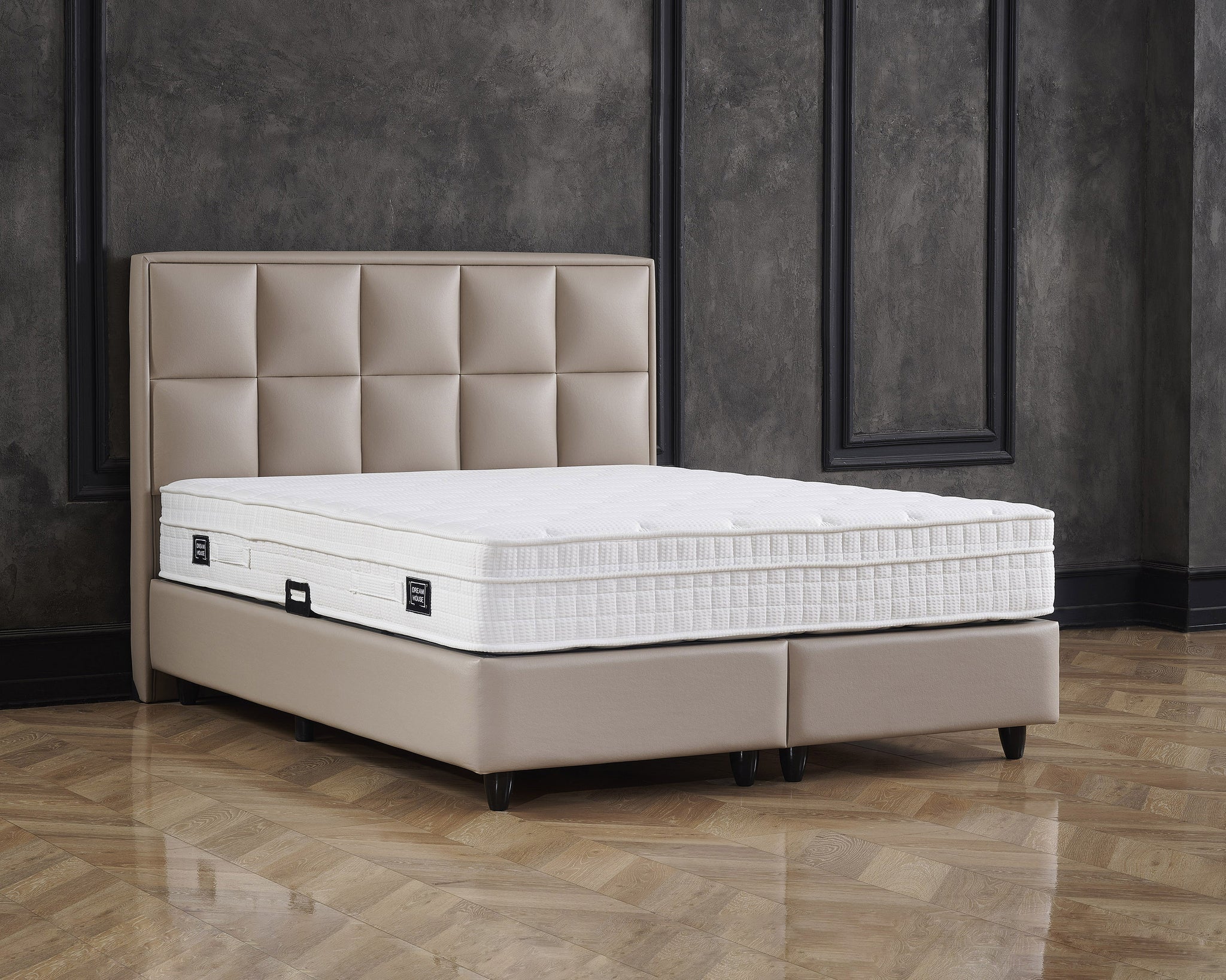 Opberg. Miami Kunstleer Taupe 160x200