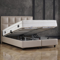 Opberg. Miami Kunstleer Taupe 160x200