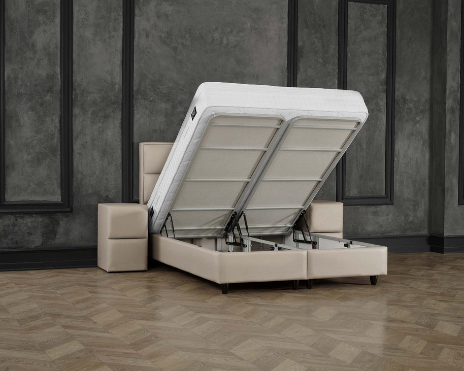 Opbergbox Miami kunstleer taupe 180x200