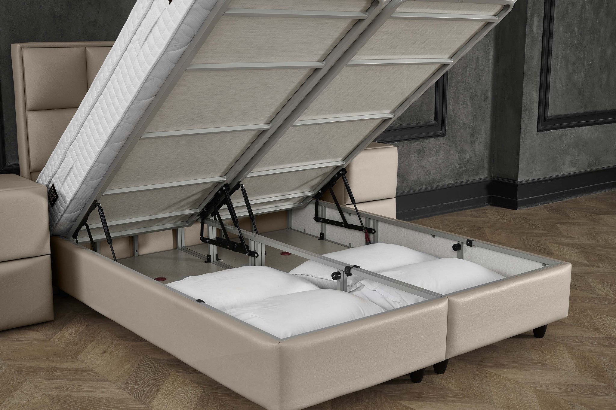 Opbergbox Miami kunstleer taupe 180x200