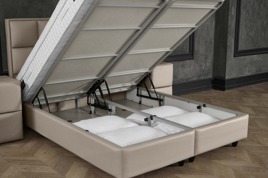 Opbergbox Miami kunstleer taupe 180x200