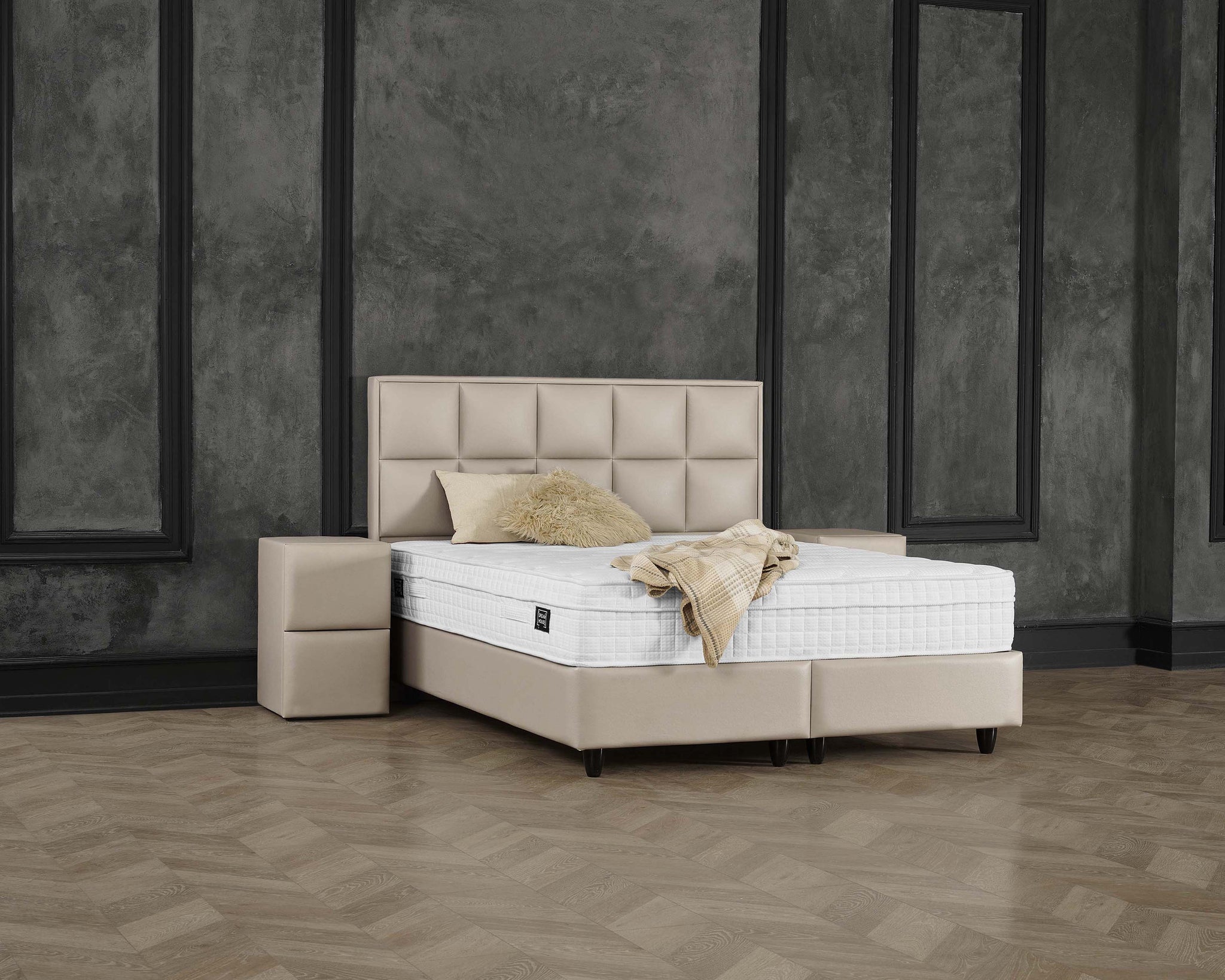 Opbergbox Miami kunstleer taupe 180x200