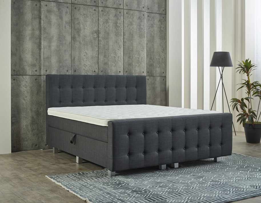 Opbergboxspring Shurgard Antraciet met voetbord 160x200