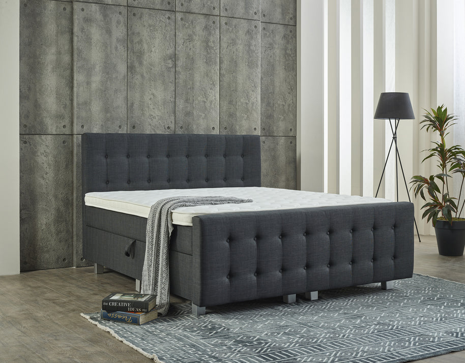 Opbergboxspring Shurgard Antraciet met voetbord 180x200