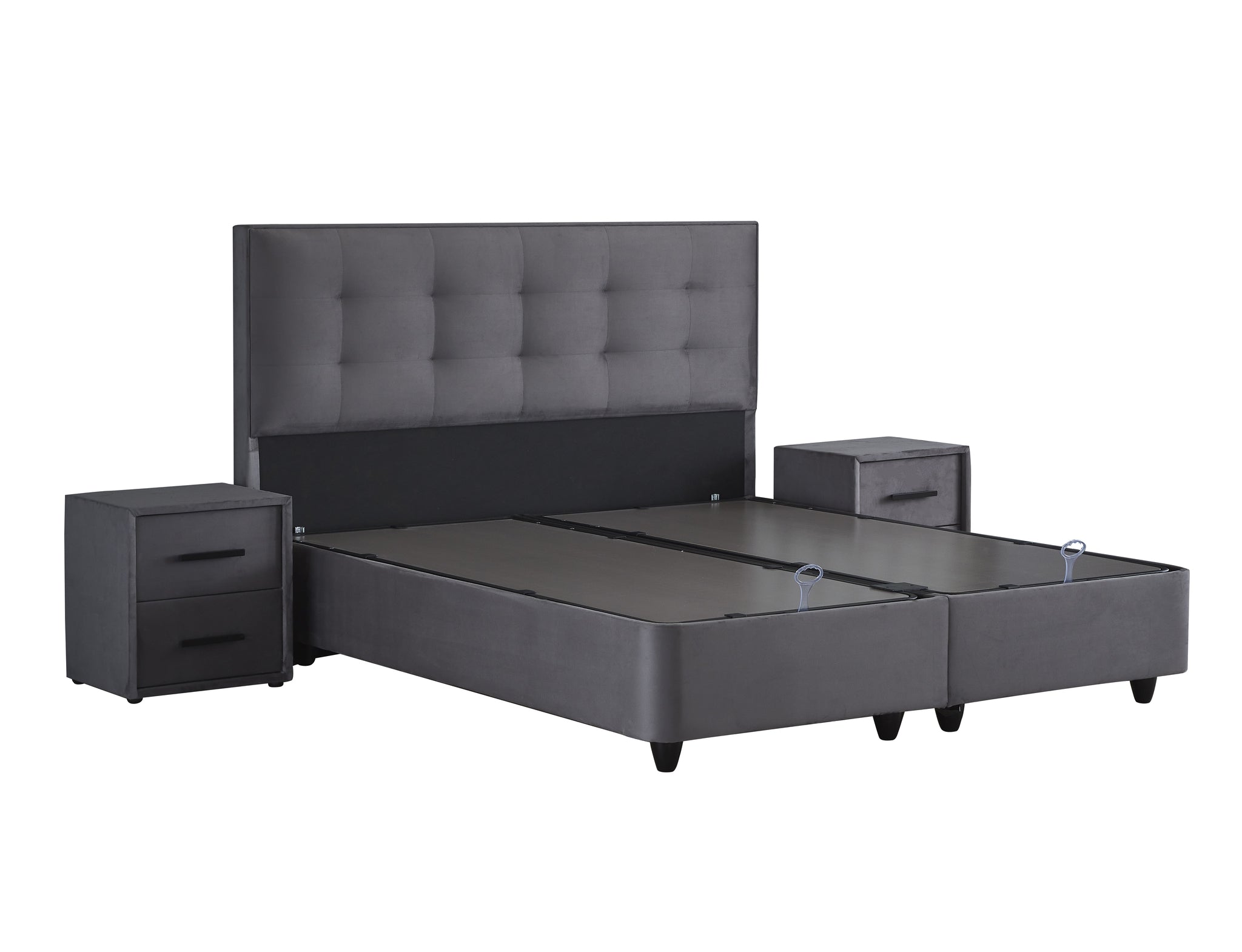 SKYBEDD ® - Boxspring met opbergruimte Modebedd Antraciet 140x200