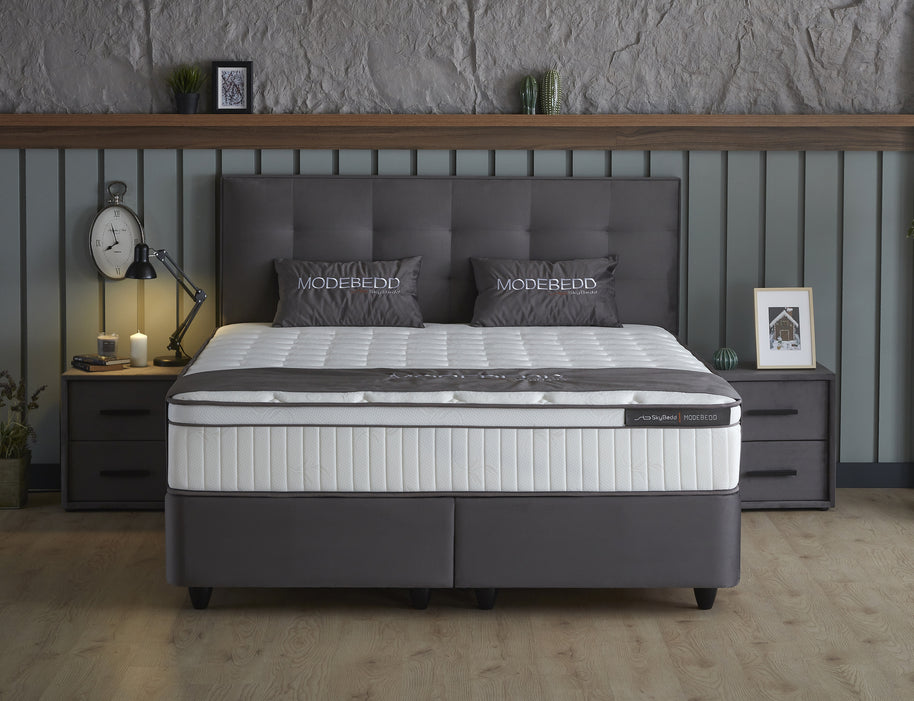 SKYBEDD ® - Boxspring met opbergruimte Modebedd Antraciet 160x200