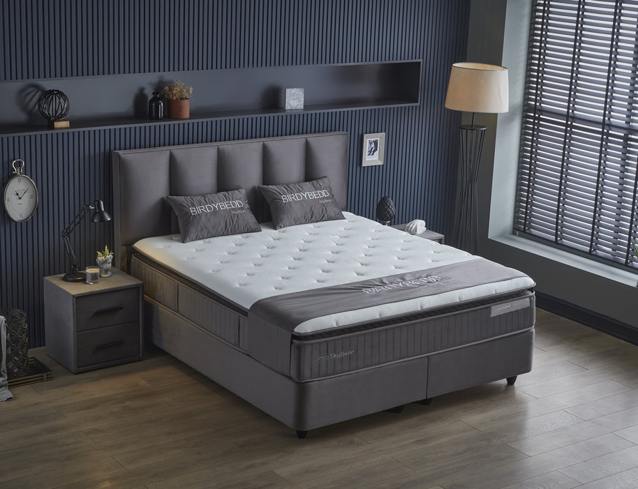 SKYBEDD® - Boxspring met opbergruimte Birdybedd Antraciet 140x200