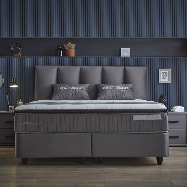 SKYBEDD ® - Boxspring met opbergruimte Birdybedd Antraciet 180x200