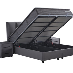 SKYBEDD ® - Boxspring met opbergruimte Birdybedd Antraciet 180x200