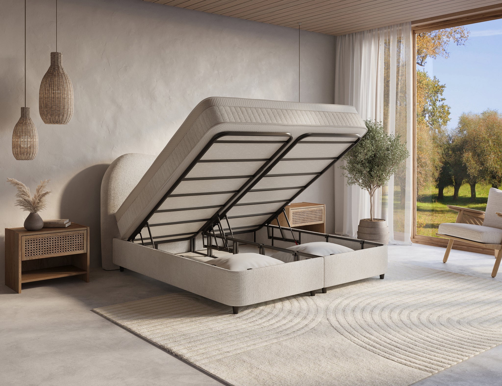 DH Opbergboxspring Arcus 140 x 200 cm gebroken wit