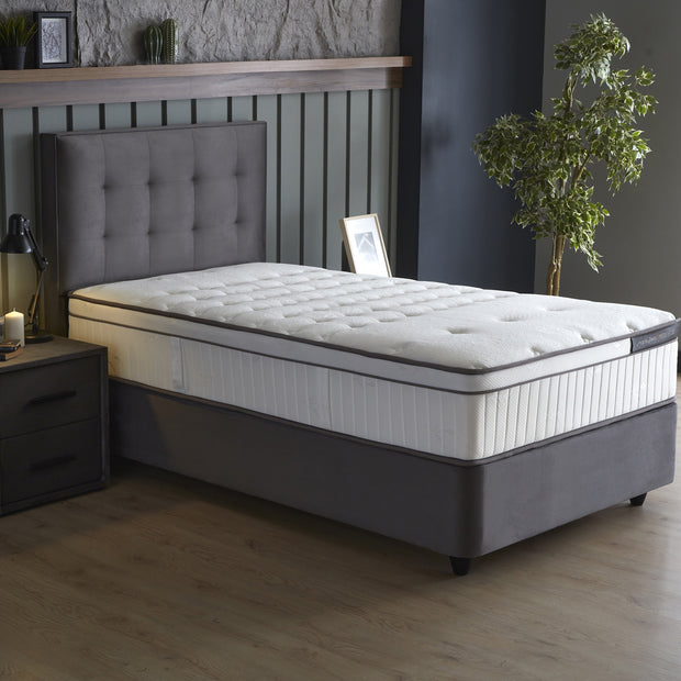 SKYBEDD ® - Boxspring met opbergruimte Modebedd Antraciet 90 x 200