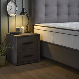 SKYBEDD ® - Boxspring met opbergruimte Modebedd Antraciet 90 x 200