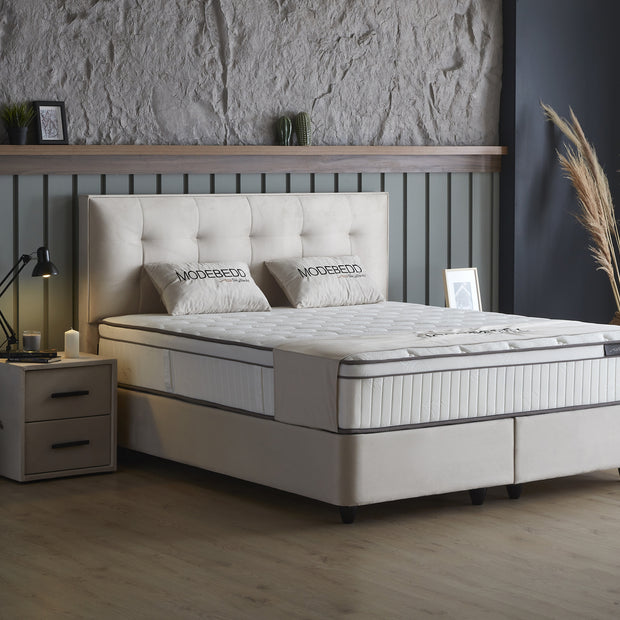 SKYBEDD ® - Boxspring met opbergruimte Modebedd Beige 140x200