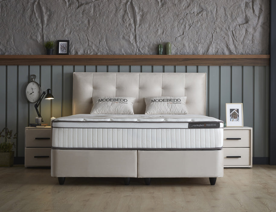 SKYBEDD ® - Boxspring met opbergruimte Modebedd Beige 180x200