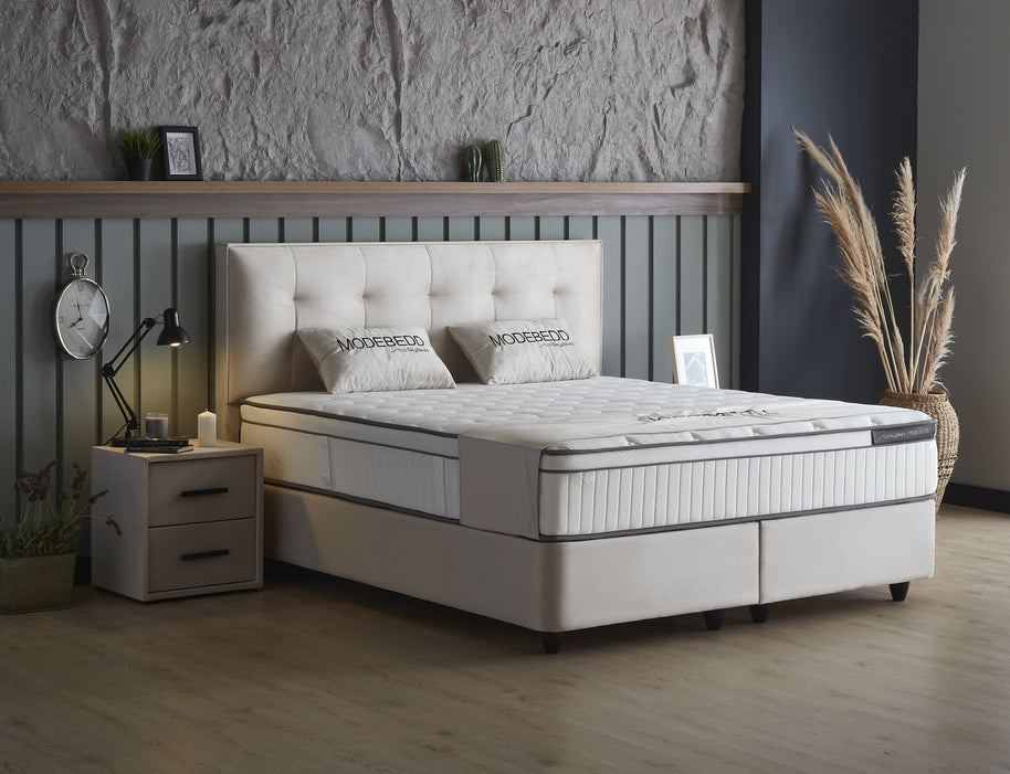 SKYBEDD ® - Boxspring met opbergruimte Modebedd Beige 180x200