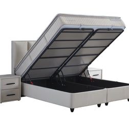 SKYBEDD ® - Boxspring met opbergruimte Birdybedd Beige 140x200