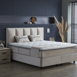 SKYBEDD ® - Boxspring met opbergruimte Birdybedd Beige 140x200