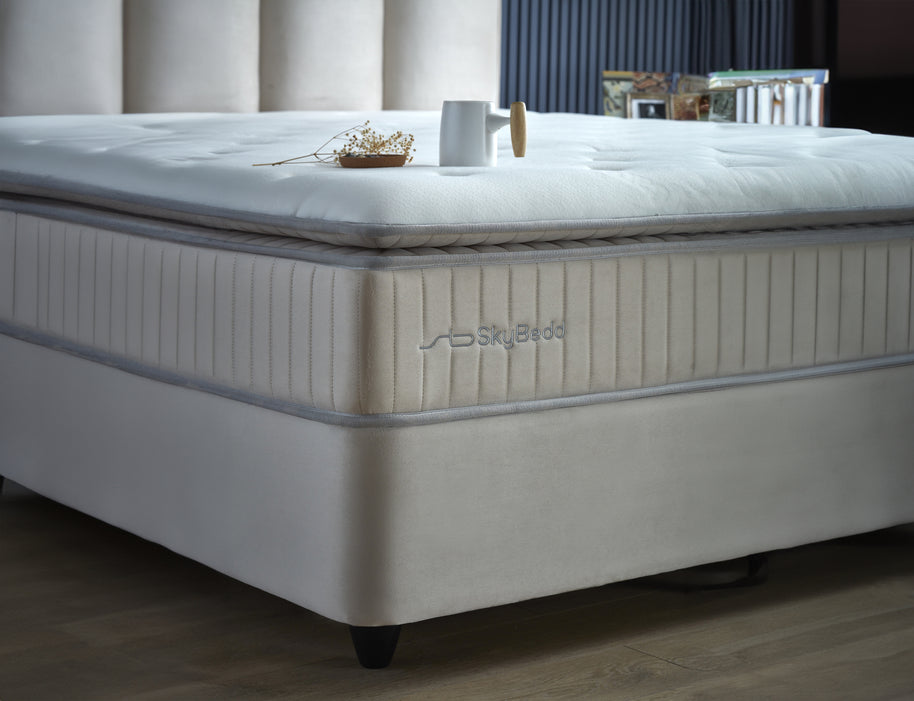SKYBEDD ® - Boxspring met opbergruimte Birdybedd Beige 140x200