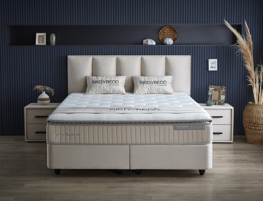 SKYBEDD ® - Boxspring met opbergruimte Birdybedd Beige 180x200