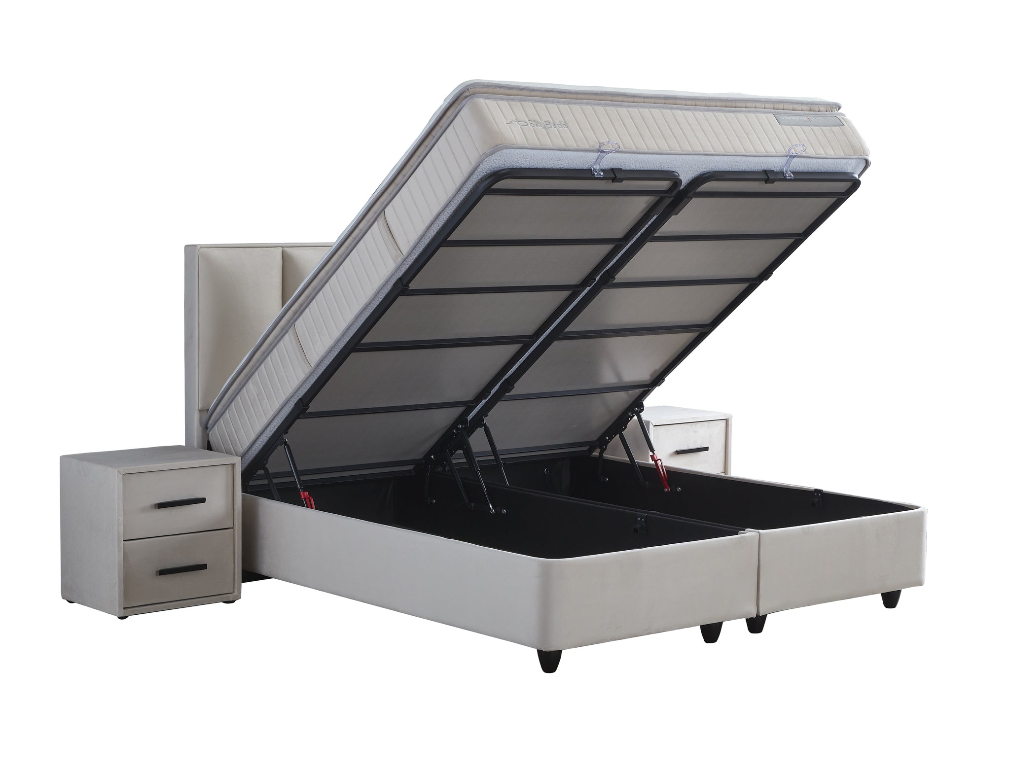 SKYBEDD ® - Boxspring met opbergruimte Birdybedd Beige 180x200